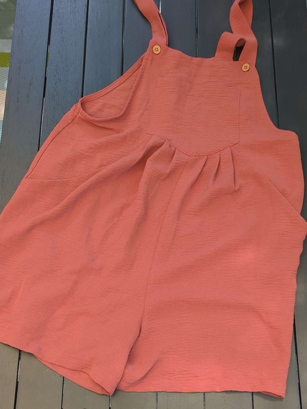 Rust Orange Button-Strap Romper